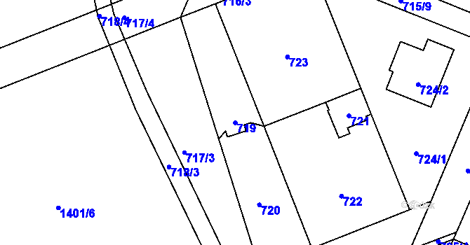 Parcela st. 719 v KÚ Šeberov, Katastrální mapa