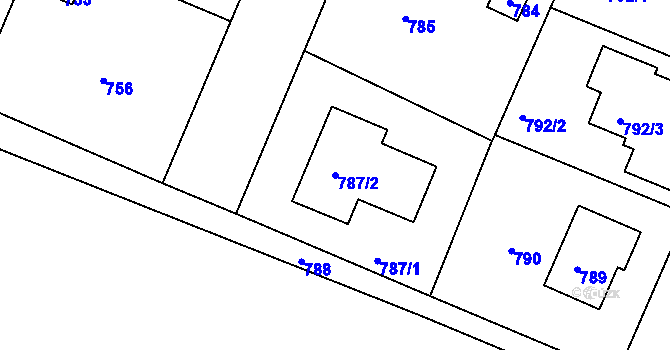 Parcela st. 787/2 v KÚ Šeberov, Katastrální mapa