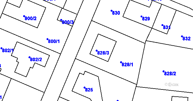Parcela st. 828/3 v KÚ Šeberov, Katastrální mapa