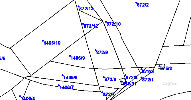 Parcela st. 872/9 v KÚ Šeberov, Katastrální mapa