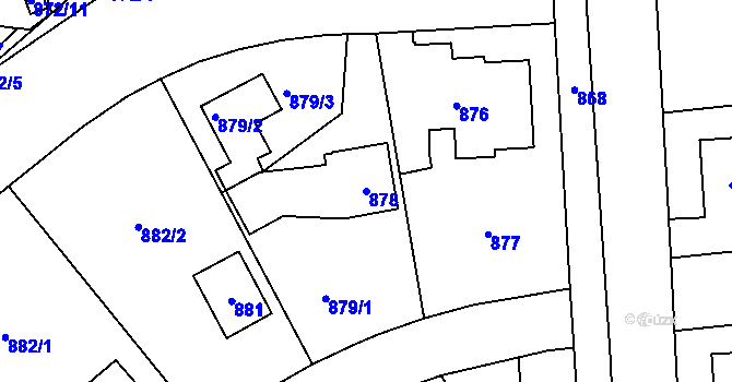 Parcela st. 878 v KÚ Šeberov, Katastrální mapa