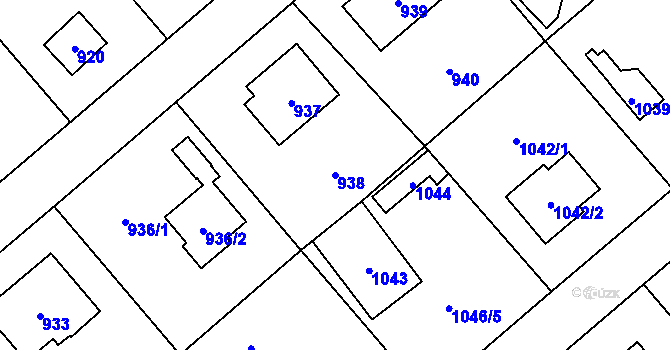 Parcela st. 938 v KÚ Šeberov, Katastrální mapa