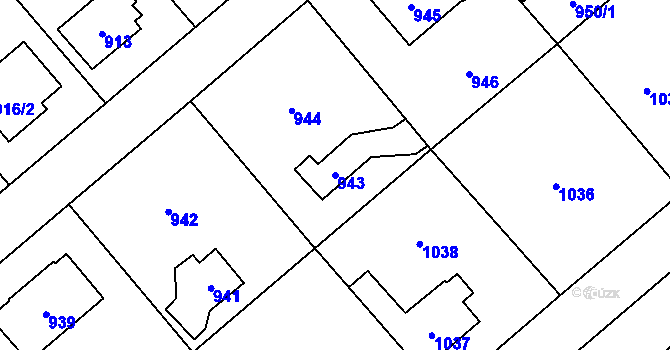 Parcela st. 943 v KÚ Šeberov, Katastrální mapa