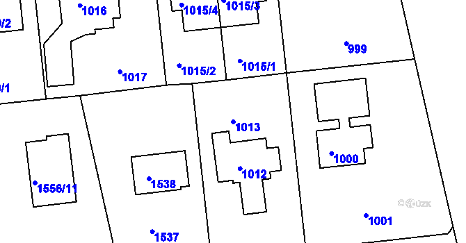 Parcela st. 1013 v KÚ Šeberov, Katastrální mapa