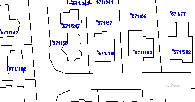 Parcela st. 571/146 v KÚ Šeberov, Katastrální mapa