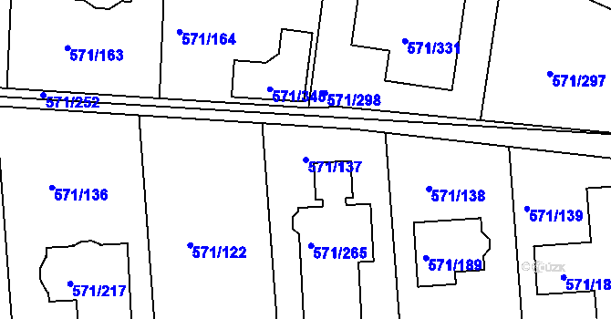 Parcela st. 571/137 v KÚ Šeberov, Katastrální mapa