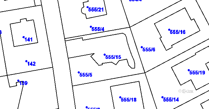 Parcela st. 555/15 v KÚ Šeberov, Katastrální mapa