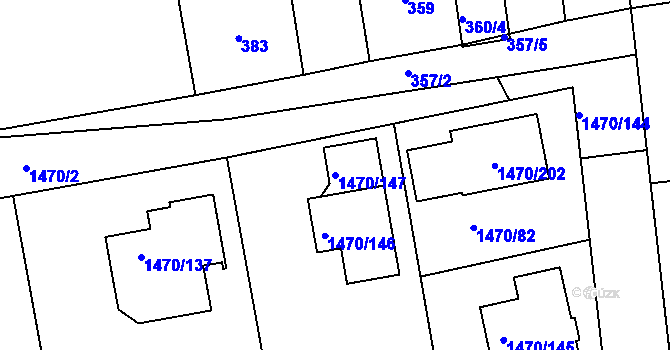 Parcela st. 1470/147 v KÚ Šeberov, Katastrální mapa