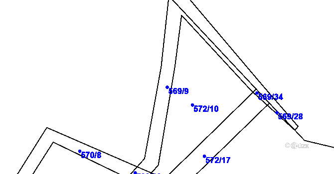 Parcela st. 569/9 v KÚ Šeberov, Katastrální mapa
