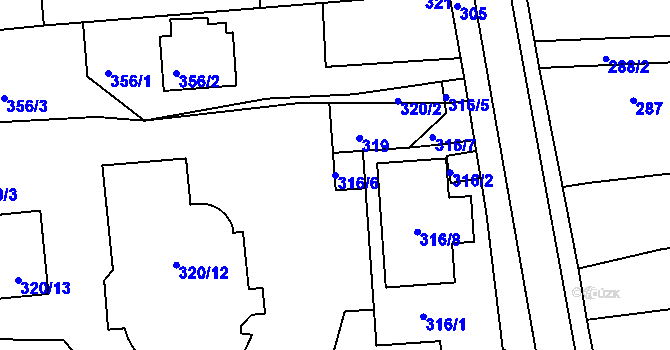 Parcela st. 316/6 v KÚ Šeberov, Katastrální mapa
