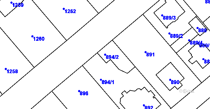 Parcela st. 894/2 v KÚ Šeberov, Katastrální mapa
