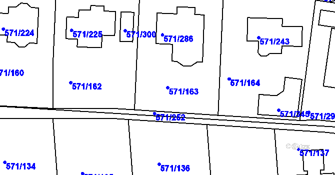 Parcela st. 571/163 v KÚ Šeberov, Katastrální mapa