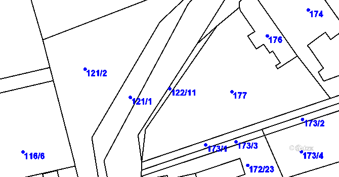 Parcela st. 122/11 v KÚ Šeberov, Katastrální mapa