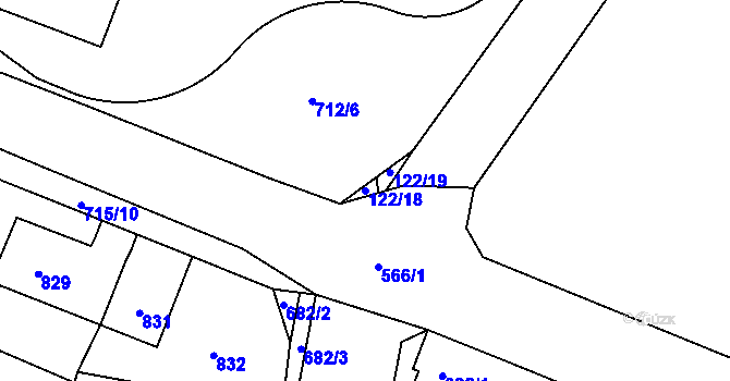 Parcela st. 122/18 v KÚ Šeberov, Katastrální mapa