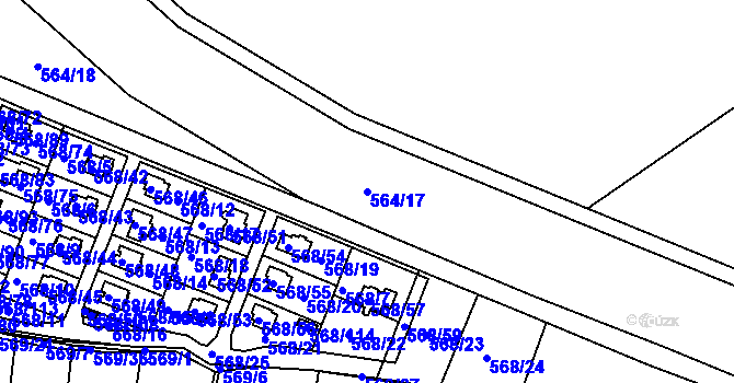 Parcela st. 564/17 v KÚ Šeberov, Katastrální mapa
