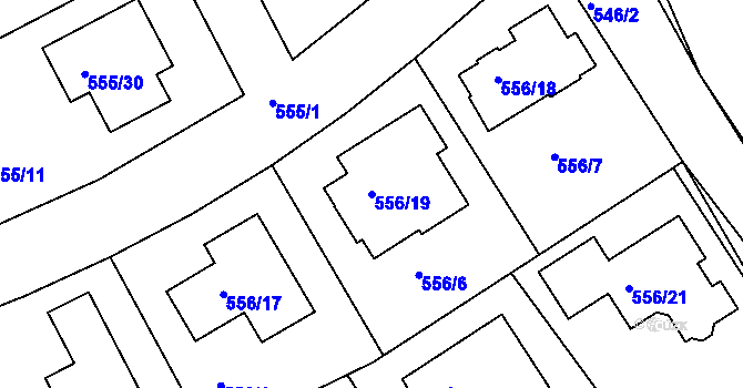 Parcela st. 556/19 v KÚ Šeberov, Katastrální mapa
