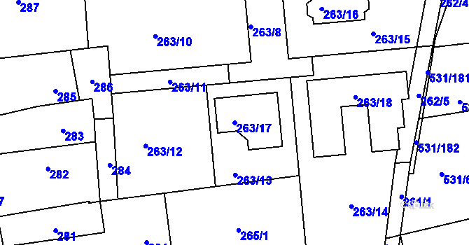Parcela st. 263/17 v KÚ Šeberov, Katastrální mapa