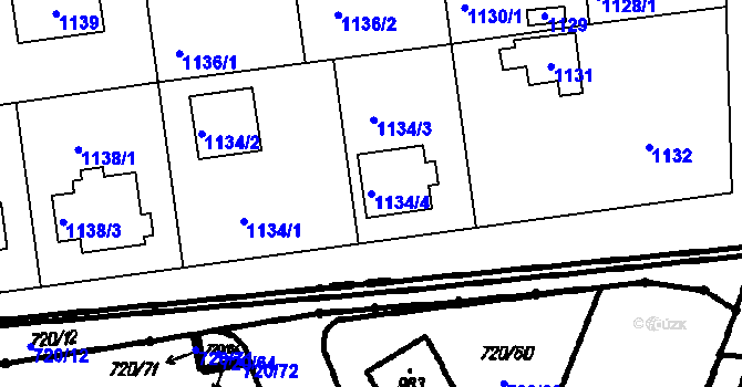 Parcela st. 1134/4 v KÚ Šeberov, Katastrální mapa
