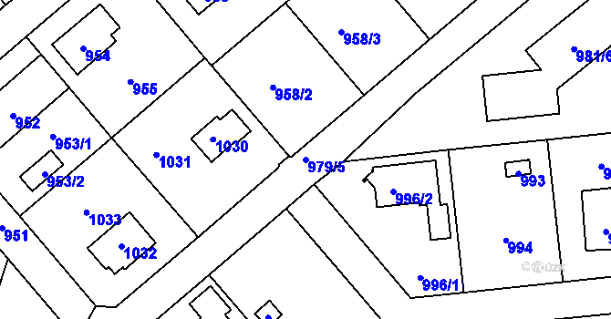 Parcela st. 979/5 v KÚ Šeberov, Katastrální mapa
