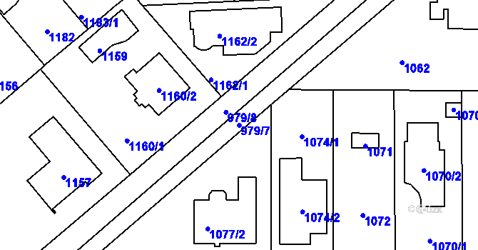 Parcela st. 979/7 v KÚ Šeberov, Katastrální mapa