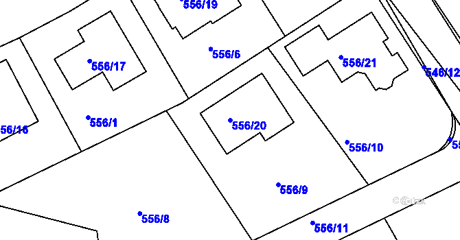 Parcela st. 556/20 v KÚ Šeberov, Katastrální mapa
