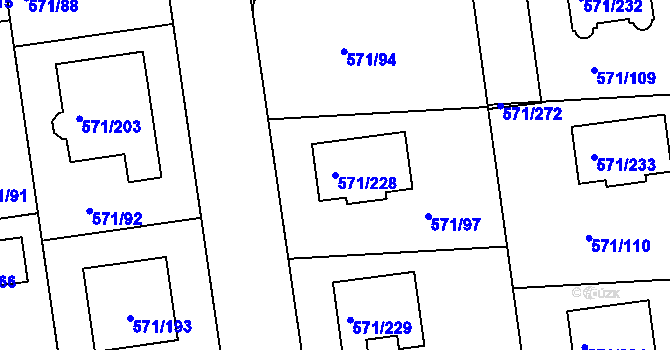 Parcela st. 571/228 v KÚ Šeberov, Katastrální mapa