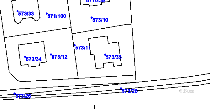 Parcela st. 573/35 v KÚ Šeberov, Katastrální mapa