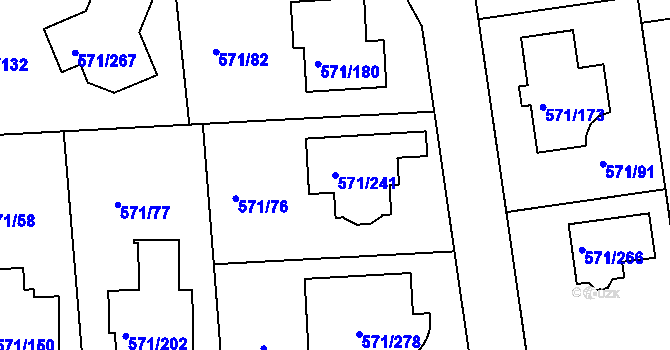 Parcela st. 571/241 v KÚ Šeberov, Katastrální mapa