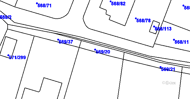 Parcela st. 569/20 v KÚ Šeberov, Katastrální mapa