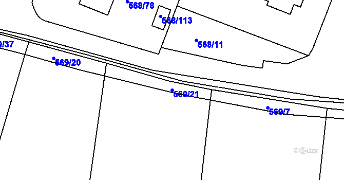 Parcela st. 569/21 v KÚ Šeberov, Katastrální mapa