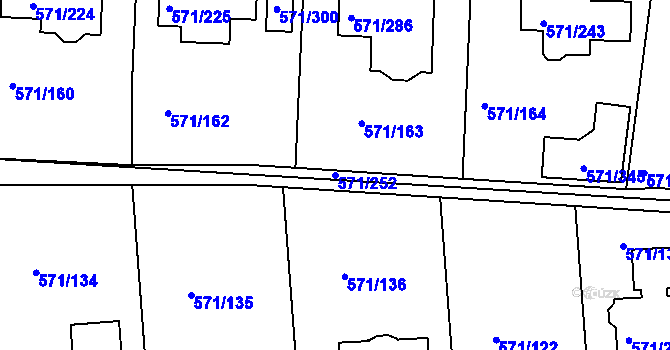 Parcela st. 571/252 v KÚ Šeberov, Katastrální mapa