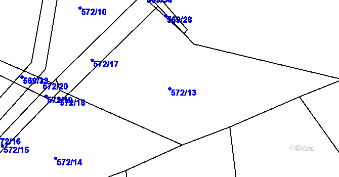 Parcela st. 572/13 v KÚ Šeberov, Katastrální mapa
