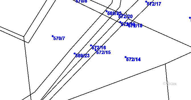 Parcela st. 572/15 v KÚ Šeberov, Katastrální mapa