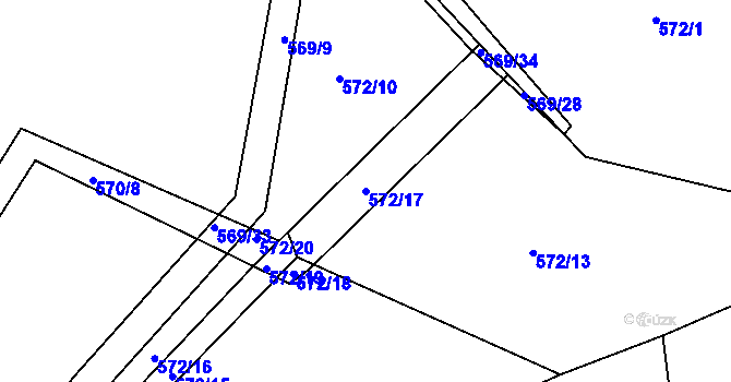 Parcela st. 572/17 v KÚ Šeberov, Katastrální mapa