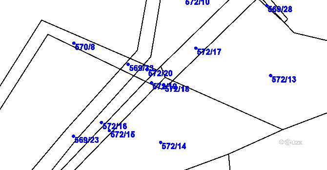 Parcela st. 572/18 v KÚ Šeberov, Katastrální mapa