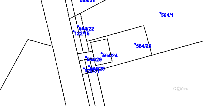 Parcela st. 564/24 v KÚ Šeberov, Katastrální mapa
