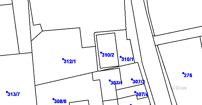 Parcela st. 310/2 v KÚ Šeberov, Katastrální mapa