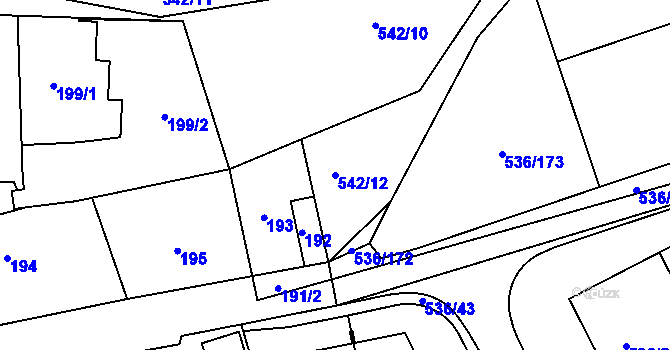 Parcela st. 542/12 v KÚ Šeberov, Katastrální mapa