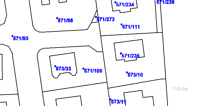 Parcela st. 571/276 v KÚ Šeberov, Katastrální mapa