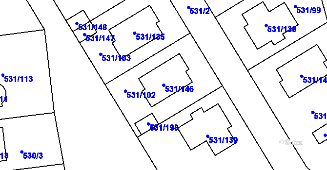 Parcela st. 531/146 v KÚ Šeberov, Katastrální mapa