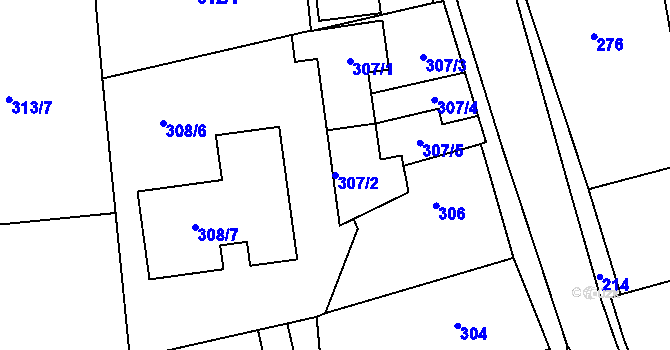 Parcela st. 307/2 v KÚ Šeberov, Katastrální mapa