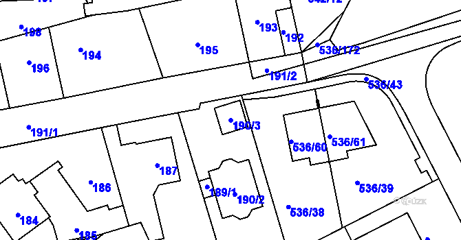 Parcela st. 190/3 v KÚ Šeberov, Katastrální mapa