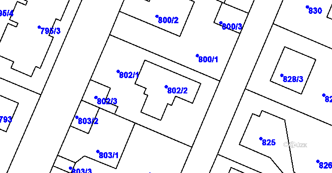 Parcela st. 802/2 v KÚ Šeberov, Katastrální mapa
