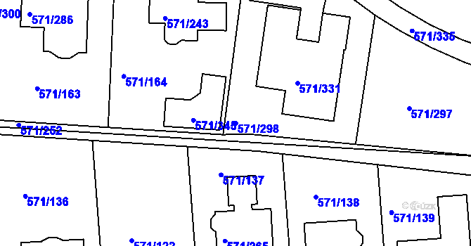 Parcela st. 571/298 v KÚ Šeberov, Katastrální mapa