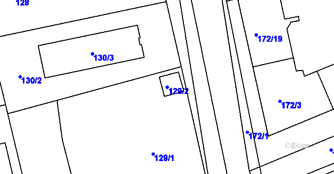 Parcela st. 129/2 v KÚ Šeberov, Katastrální mapa