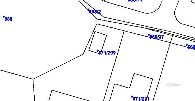 Parcela st. 571/299 v KÚ Šeberov, Katastrální mapa