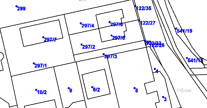 Parcela st. 297/3 v KÚ Šeberov, Katastrální mapa