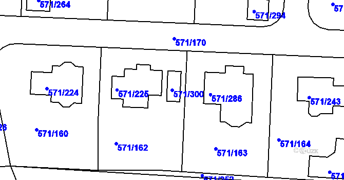 Parcela st. 571/300 v KÚ Šeberov, Katastrální mapa