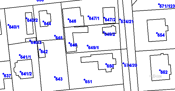 Parcela st. 649/1 v KÚ Šeberov, Katastrální mapa