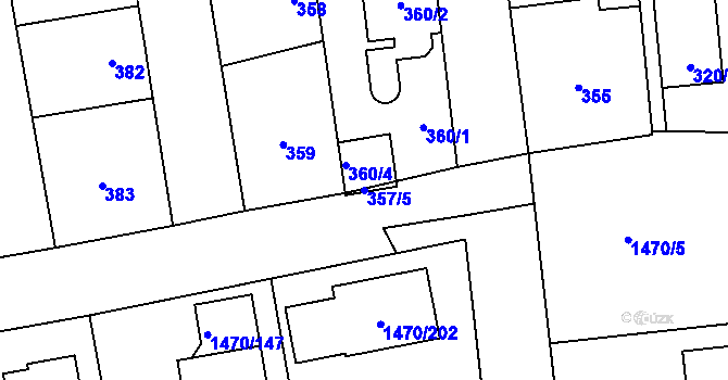 Parcela st. 357/5 v KÚ Šeberov, Katastrální mapa